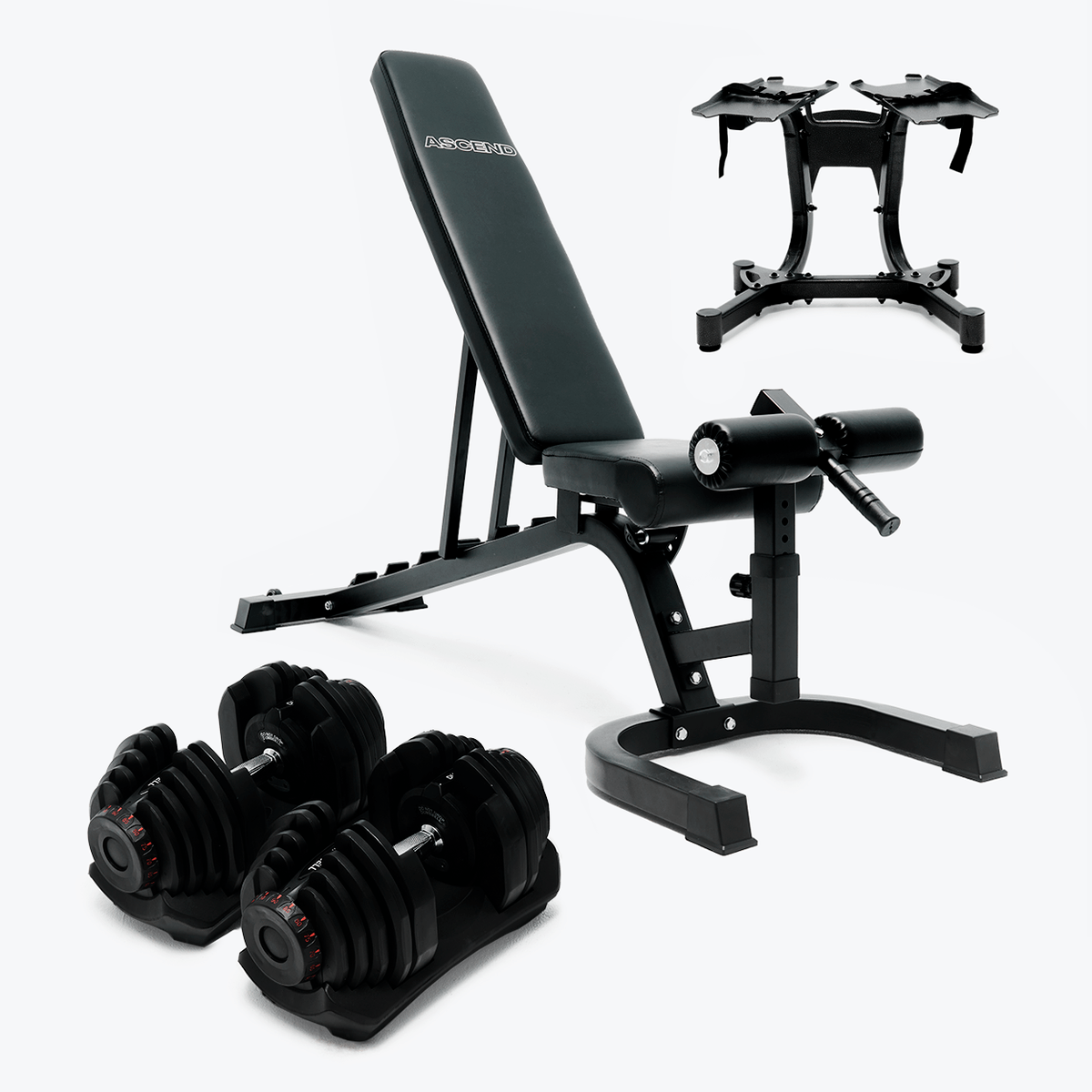 Ensemble : Haltères (10 - 90 lb) et banc ajustable