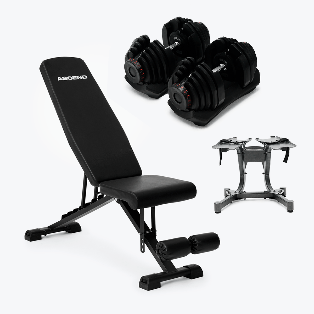 Ensemble : Haltères (10 - 90 lb) et banc ajustable