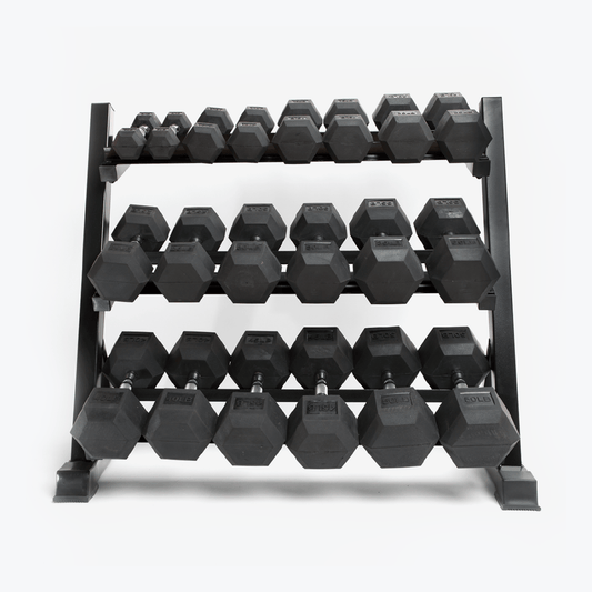 Hex Dumbbell Sets With Rack: 5-25, 5-50 & 5-80 lb