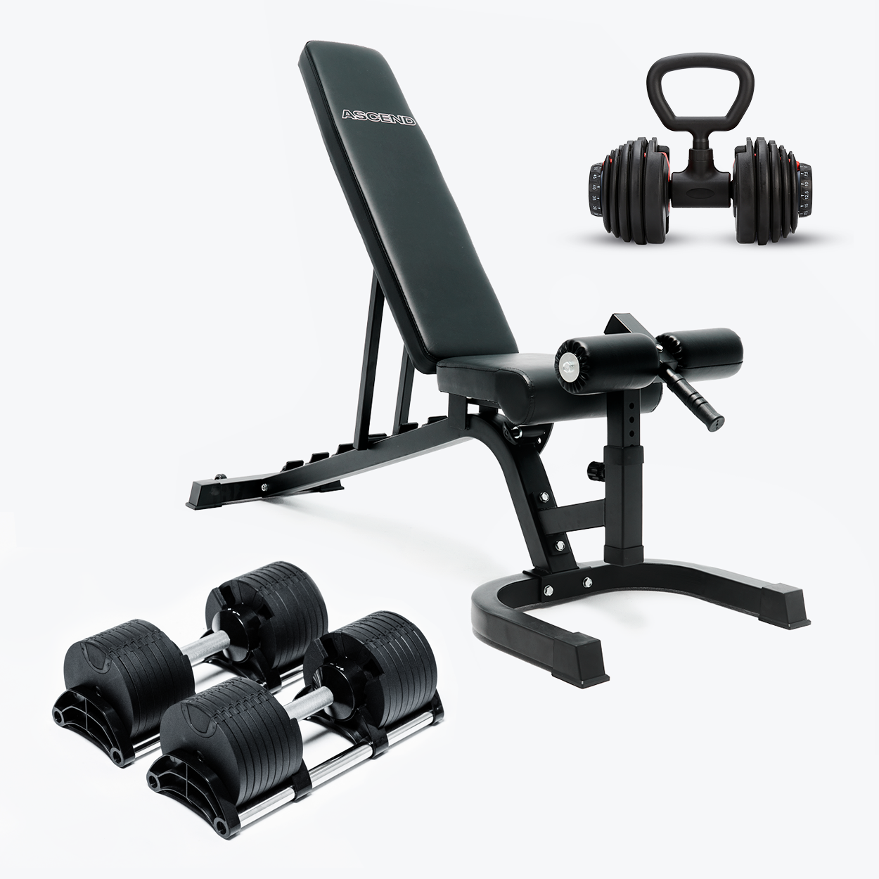 Ensembles : Haltères de Style Nuo (5 à 70 lb ou 7.5-90 lb) et banc ajustable