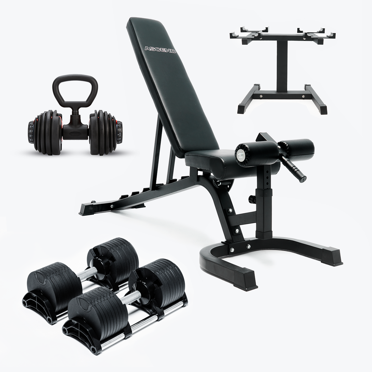 Ensembles : Haltères de Style Nuo (5 à 70 lb ou 7.5-90 lb) et banc ajustable