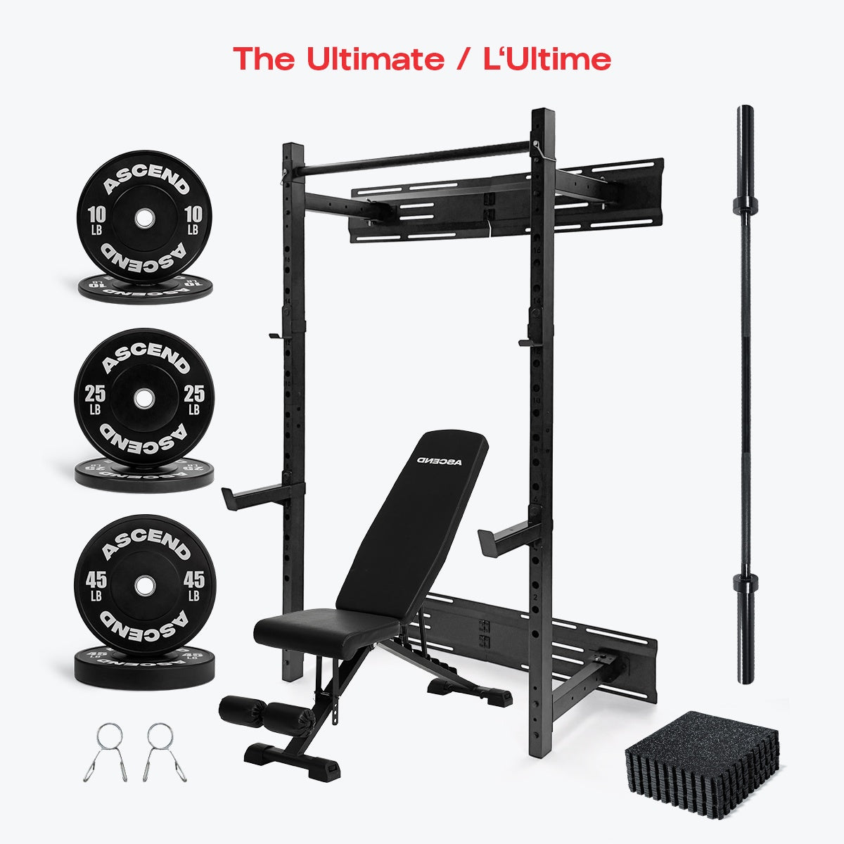 Ensembles d'entraînement avec support mural et bumper plates (divers)
