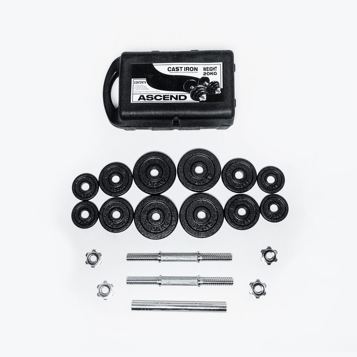 Kit d'haltères ajustable en fonte (20 kg - 44lb) avec étui
