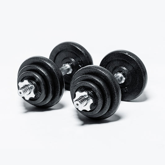 Adjustable Cast Iron Dumbbell Kit (20kg - 44lb) With Case