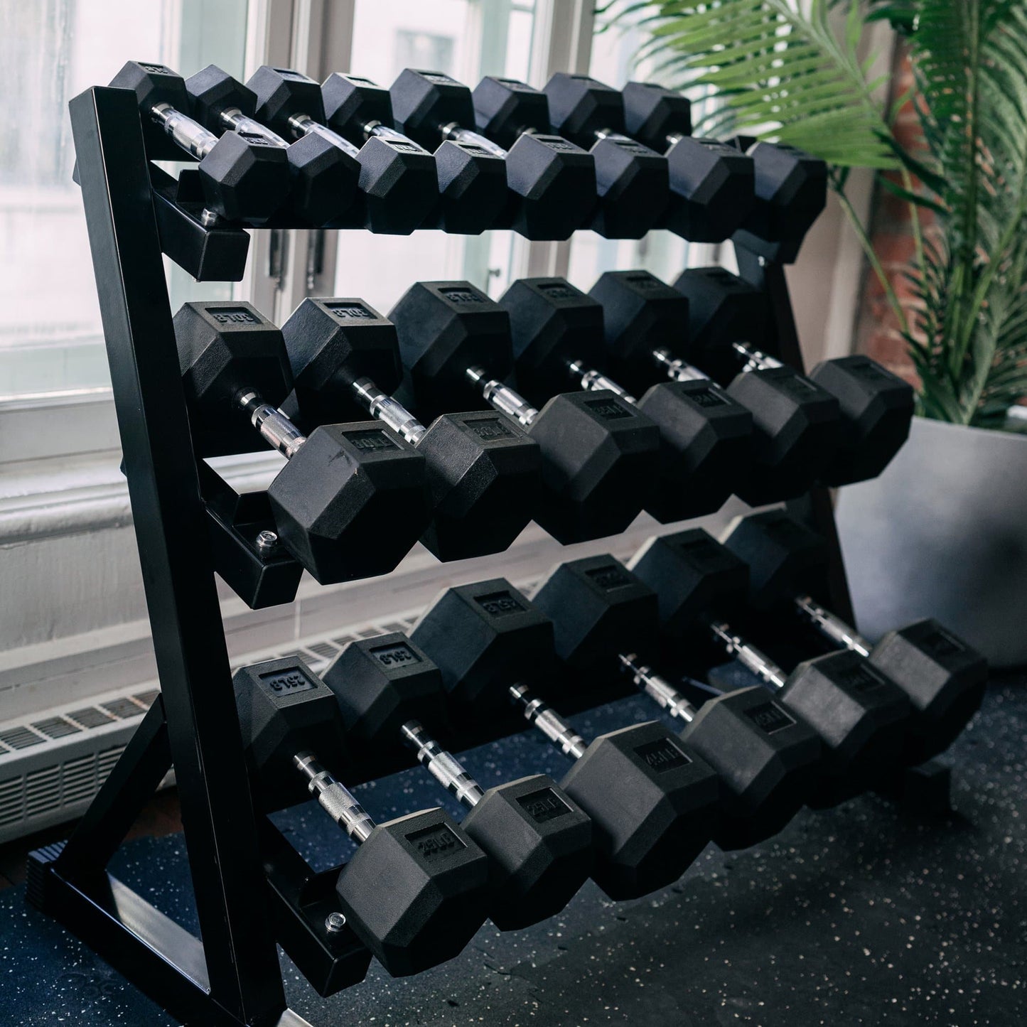 Hex Dumbbell Sets With Rack: 5-25, 5-50 & 5-80 lb