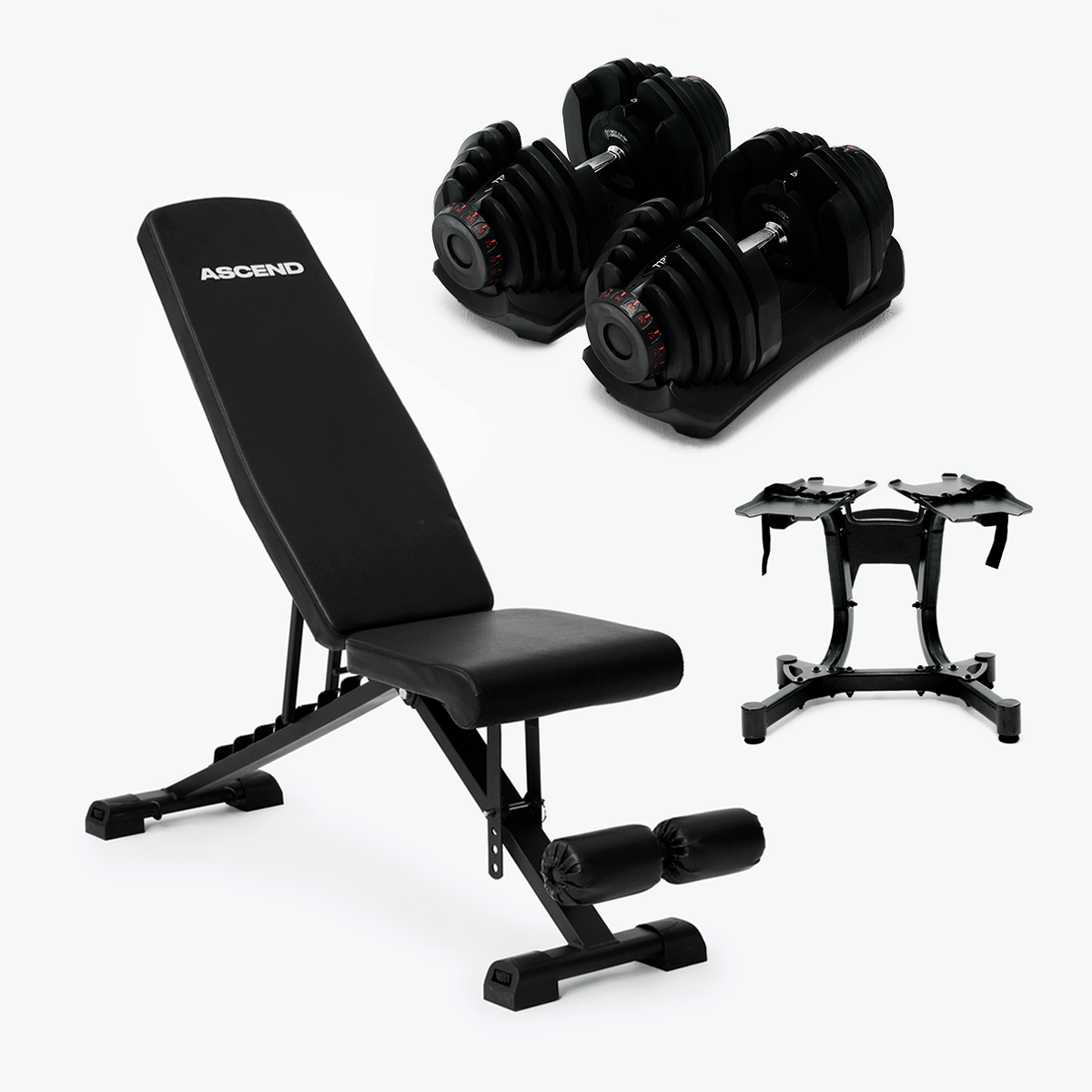 Bundle: Set of Dumbbells (10 - 90 lb) & Bench