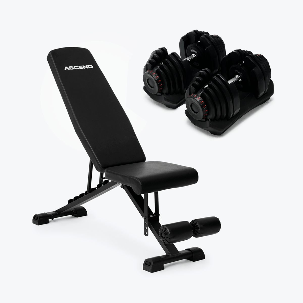 Ensemble : Haltères (10 - 90 lb) et banc ajustable