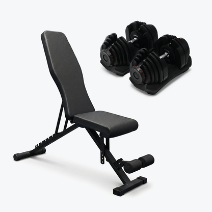 Ensemble : Haltères (10 - 90 lb) et banc ajustable