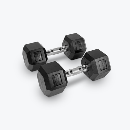 Haltères hexagonaux en caoutchouc Ascend – Paires (5 à 80 lb)