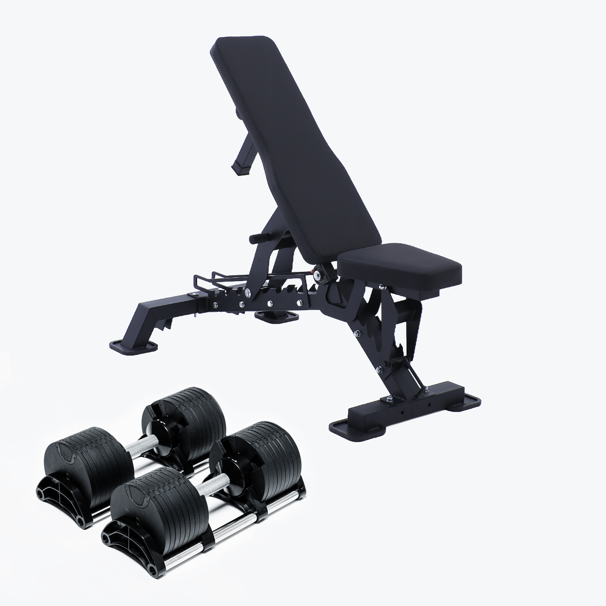 Bundle: Nuo Style Dumbbells (5 - 70 lb or 7.5-90 lb) & Bench