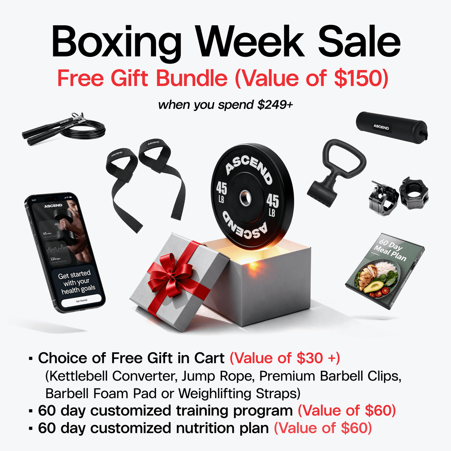 Ensembles d'entraînement olympique avec plaques en fonte (Cage Ascend 1.0)