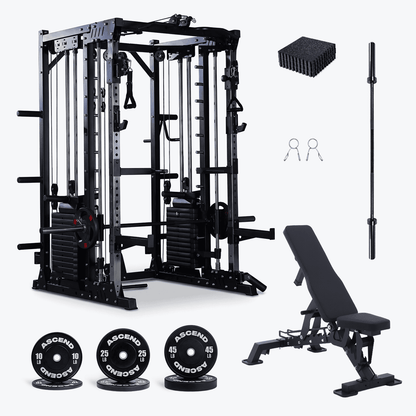 Multi-Function Smith Machine Bundles with Bumper Plates